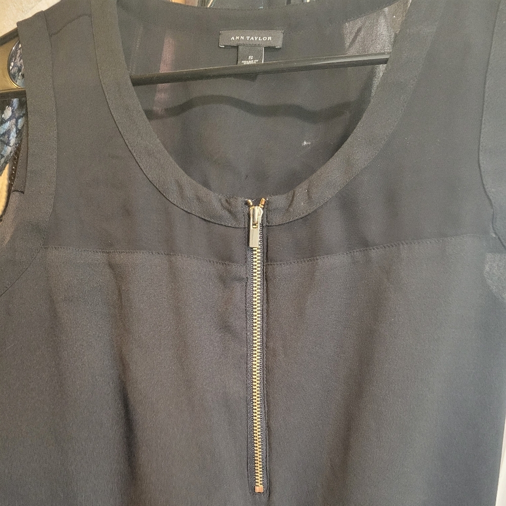 Black Sleeveless Top with Zipper Detail